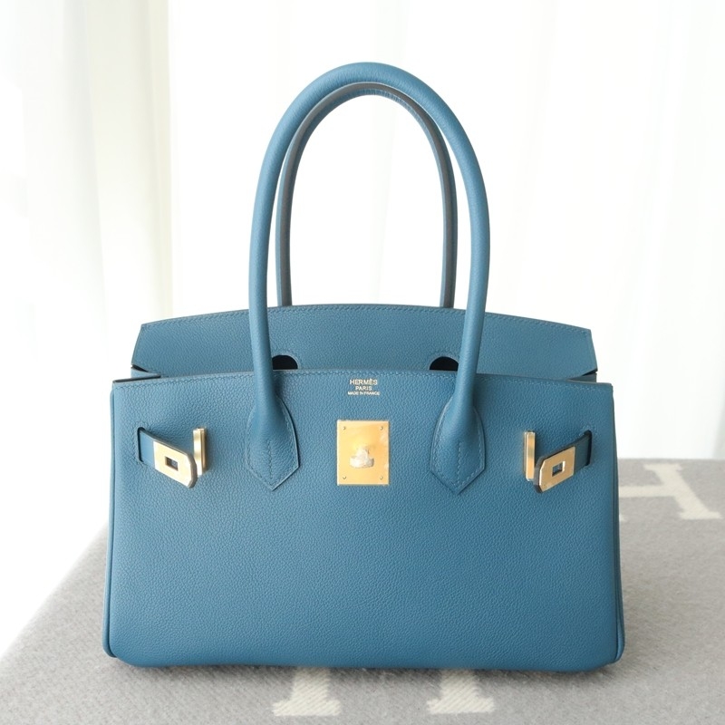 Hermes Shoulder Birkin Light 29 in Blue deep evercolor with Ghw