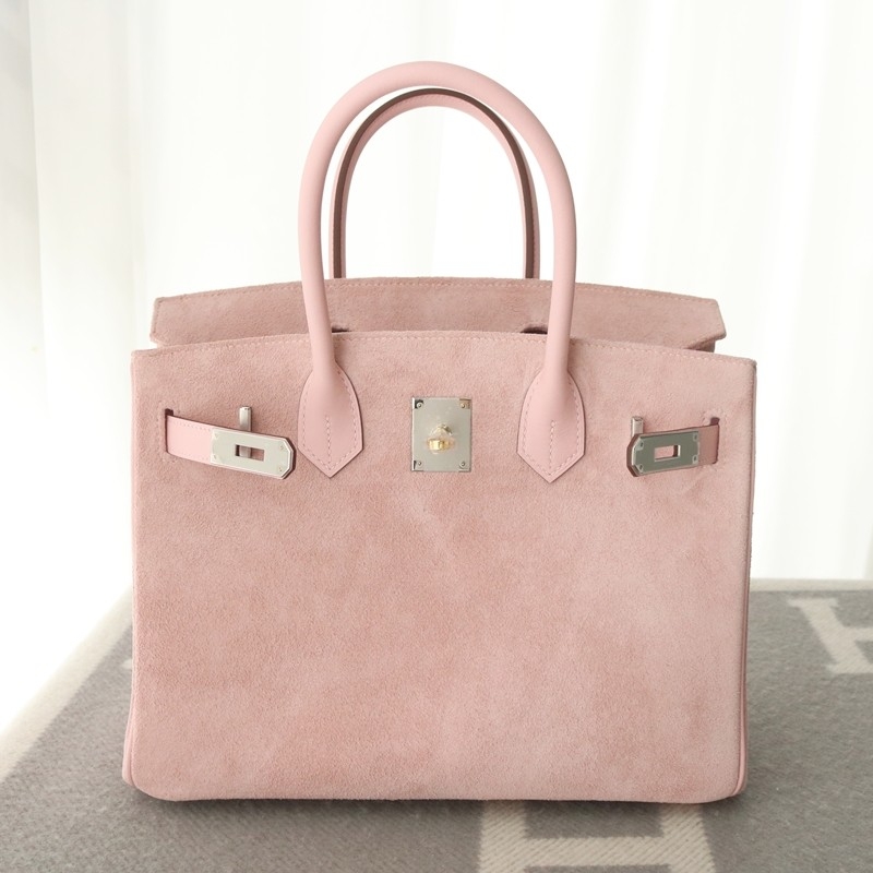 3Q rose sakura suede leather with mauve syIvestre interior birkin 30 with PHW