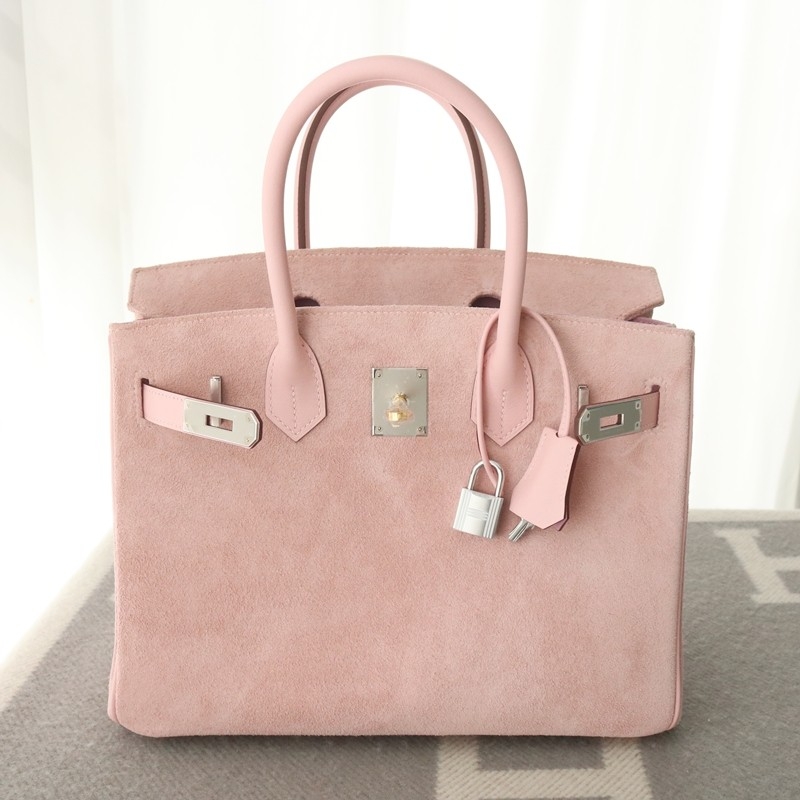 3Q rose sakura suede leather with mauve syIvestre interior birkin 30 with PHW