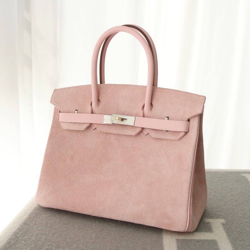 3Q rose sakura suede leather with mauve syIvestre interior birkin 30 with PHW