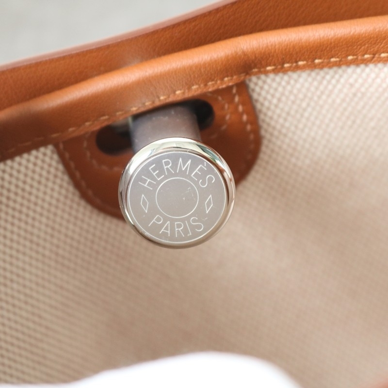 Hermes Tablier Sellier bag with Hunter cowhide, Swift calfskin and H canvas, Gold color, Phw