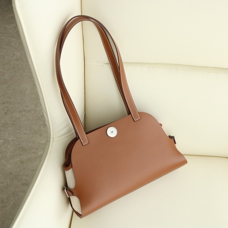 Hermes Tablier Sellier bag with Hunter cowhide, Swift calfskin and H canvas, Gold color, Phw