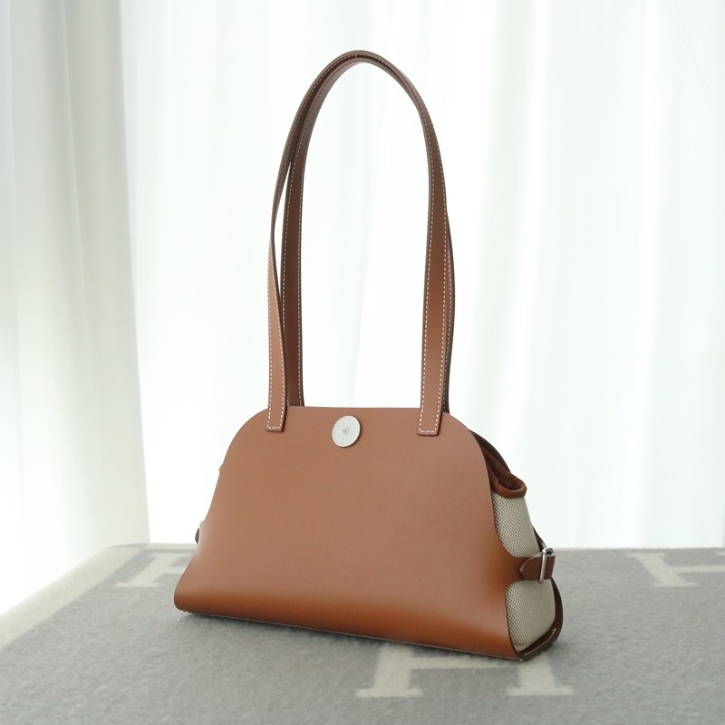 Hermes Tablier Sellier bag with Hunter cowhide, Swift calfskin and H canvas, Gold color, Phw