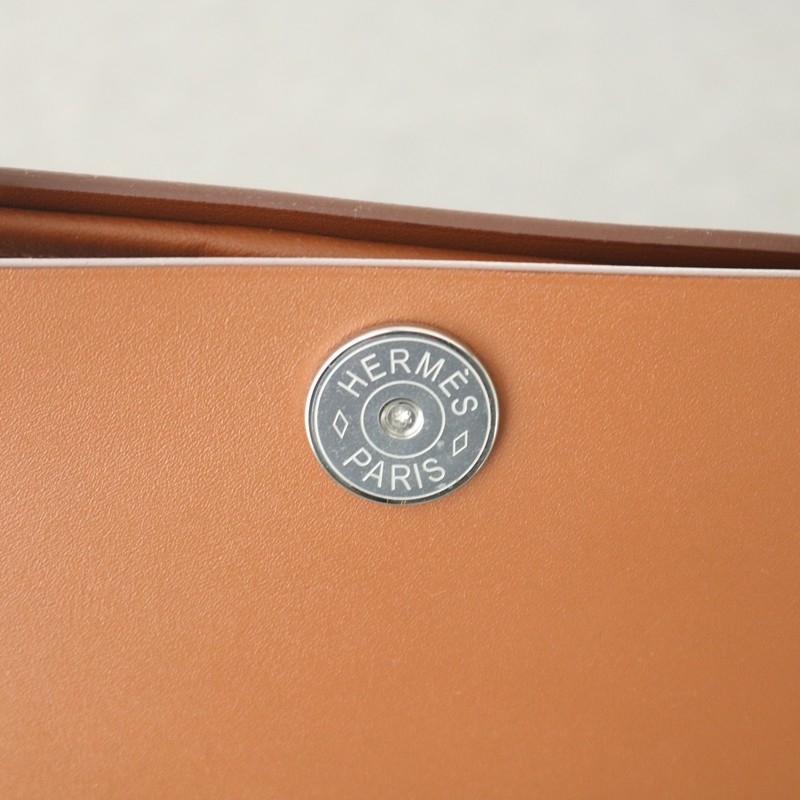 Hermes Tablier Sellier bag with Hunter cowhide, Swift calfskin and H canvas, Gold color, Phw