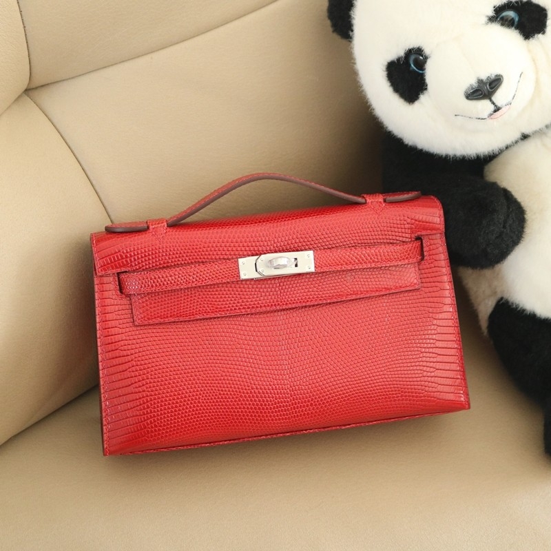 Q5 rouge casaque Lizard Kelly Pochette With Phw