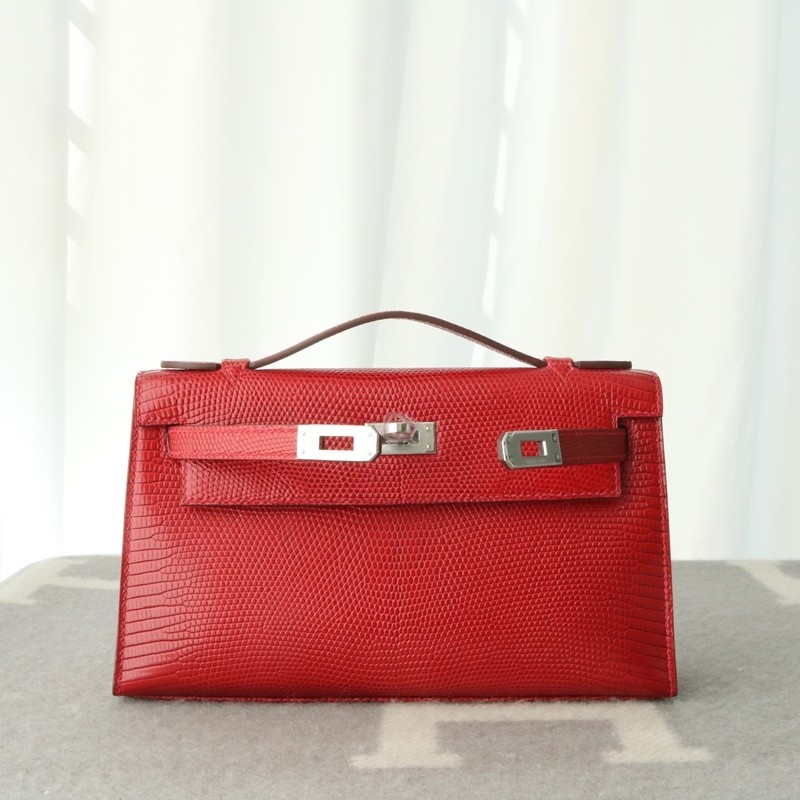 Q5 rouge casaque Lizard Kelly Pochette With Phw