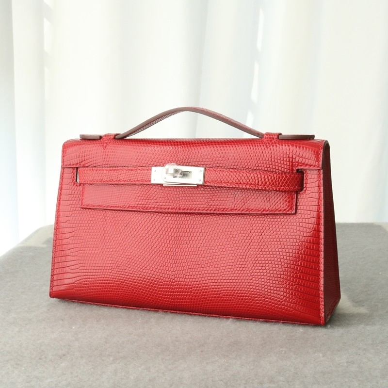 Q5 rouge casaque Lizard Kelly Pochette With Phw