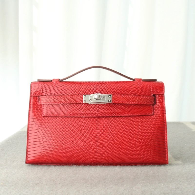 Q5 rouge casaque Lizard Kelly Pochette With Phw