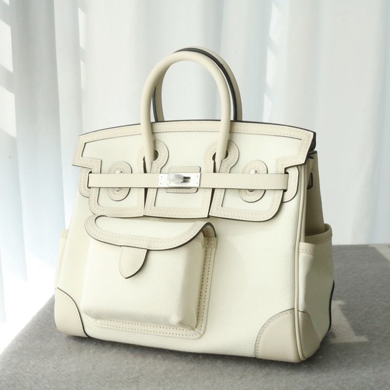 Limited Edition Nata Swift and Canvas Birkin Cargo 25 Palladium Hardware