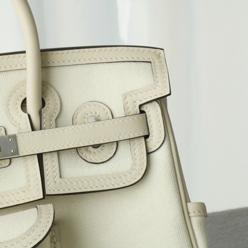 Limited Edition Nata Swift and Canvas Birkin Cargo 25 Palladium Hardware