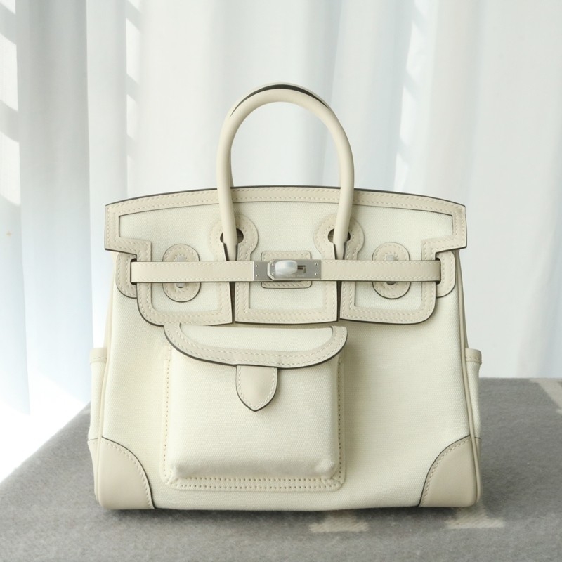 Limited Edition Nata Swift and Canvas Birkin Cargo 25 Palladium Hardware