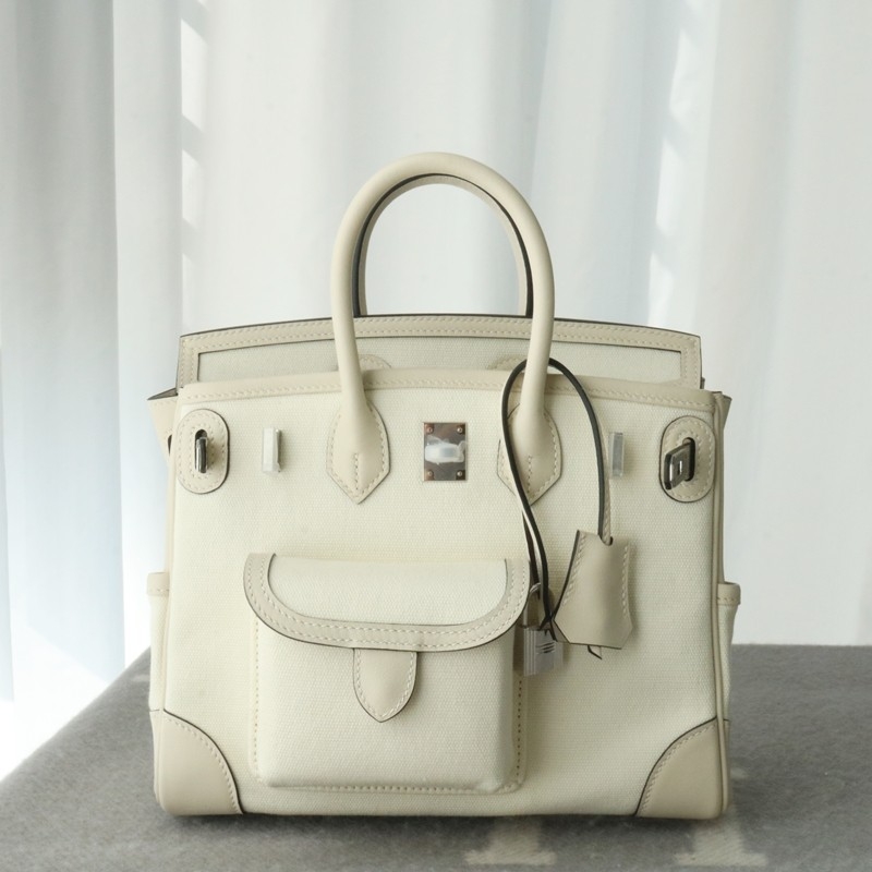 Limited Edition Nata Swift and Canvas Birkin Cargo 25 Palladium Hardware