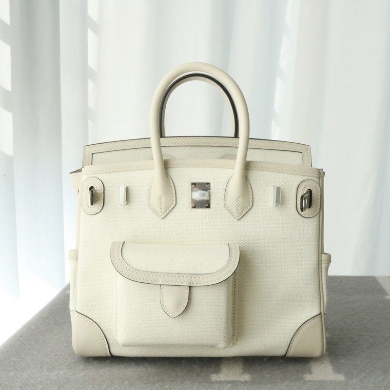 Limited Edition Nata Swift and Canvas Birkin Cargo 25 Palladium Hardware