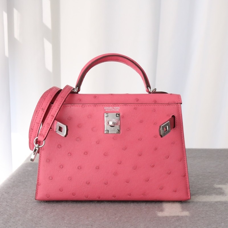 5P Bubblegum Ostrich Kelly Mini II With PHW
