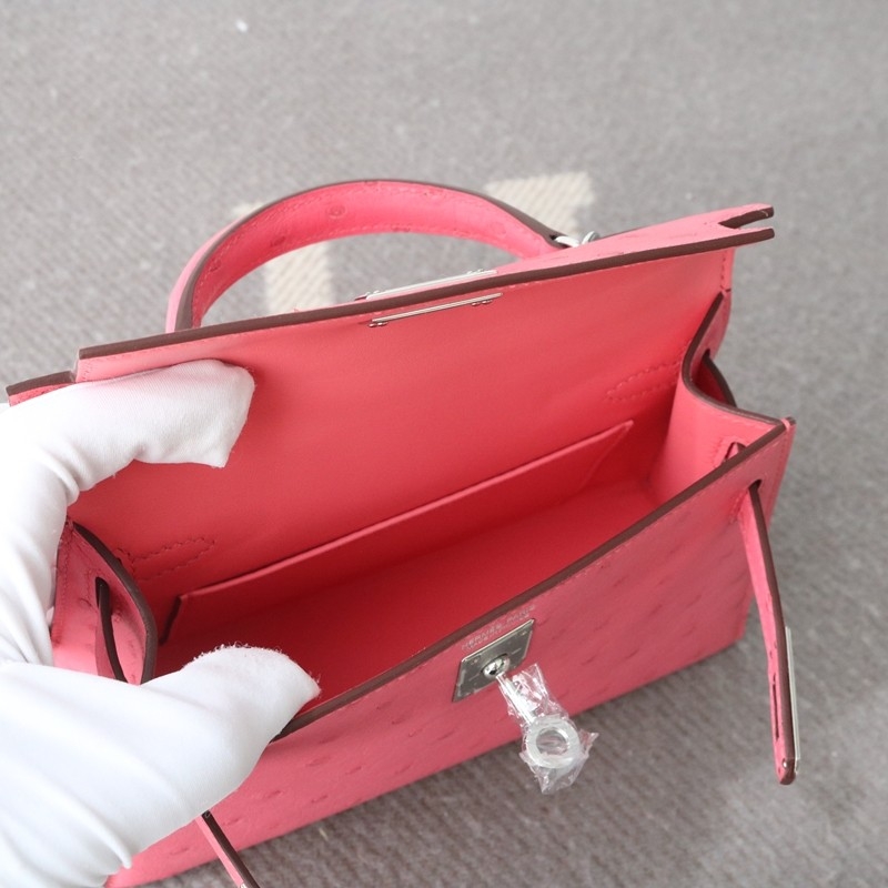 5P Bubblegum Ostrich Kelly Mini II With PHW