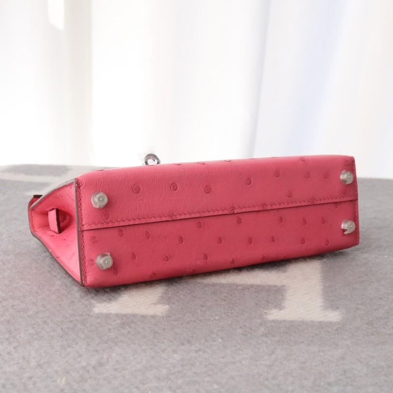 5P Bubblegum Ostrich Kelly Mini II With PHW