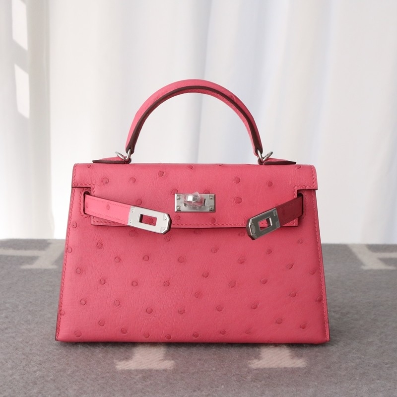 5P Bubblegum Ostrich Kelly Mini II With PHW