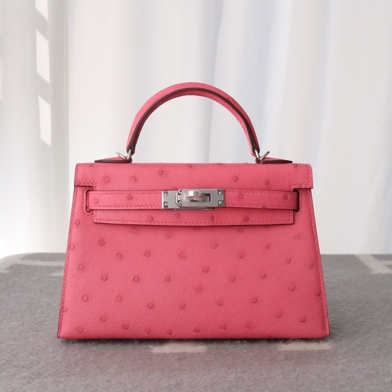 5P Bubblegum Ostrich Kelly Mini II With PHW
