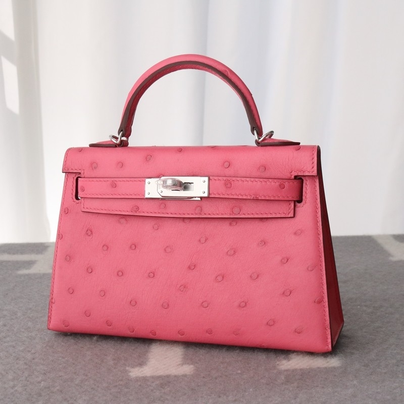 5P Bubblegum Ostrich Kelly Mini II With PHW