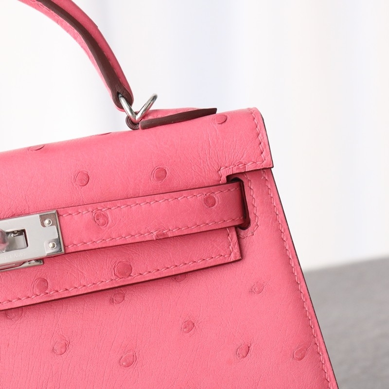 5P Bubblegum Ostrich Kelly Mini II With PHW