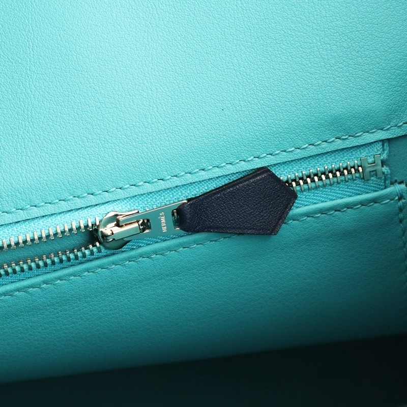 73 Bleu saphir and bleu de nord swift with blue nuit piping Birkin 40 PHW
