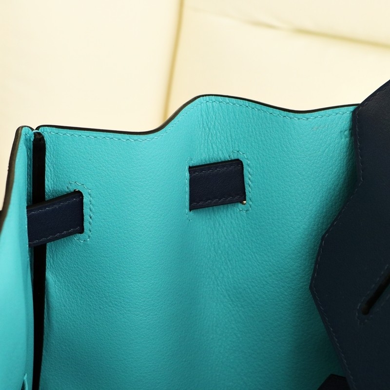 73 Bleu saphir and bleu de nord swift with blue nuit piping Birkin 40 PHW
