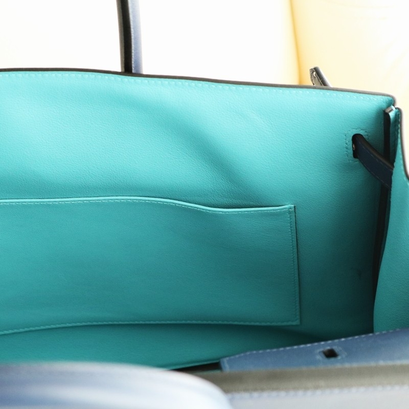 73 Bleu saphir and bleu de nord swift with blue nuit piping Birkin 40 PHW