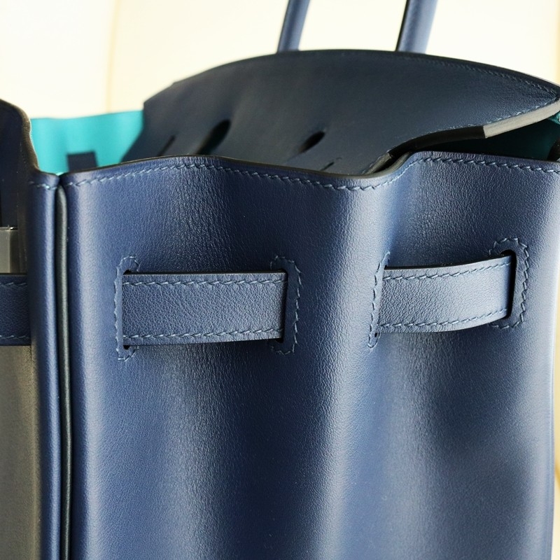 73 Bleu saphir and bleu de nord swift with blue nuit piping Birkin 40 PHW