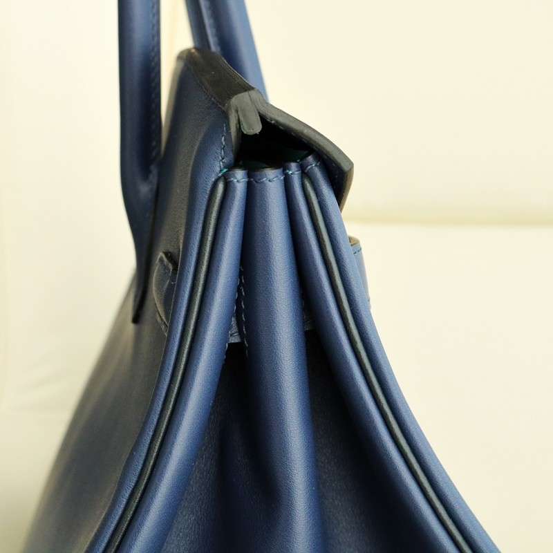 73 Bleu saphir and bleu de nord swift with blue nuit piping Birkin 40 PHW