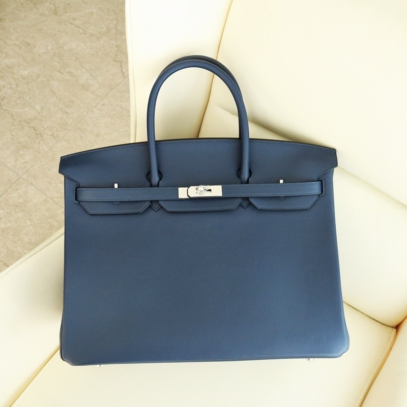 73 Bleu saphir and bleu de nord swift with blue nuit piping Birkin 40 PHW
