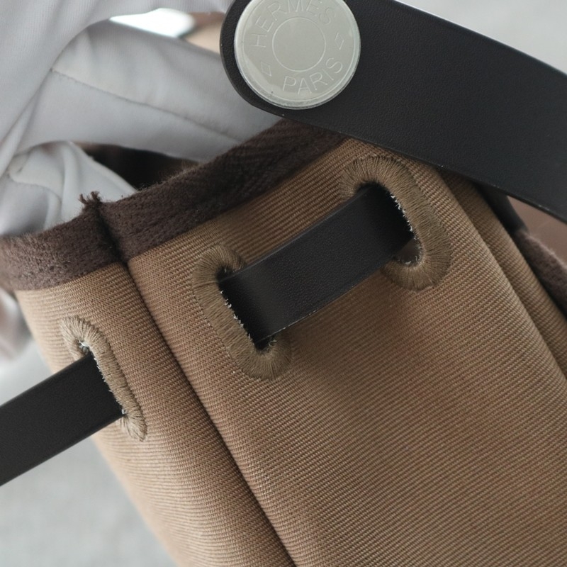 HERMÈS Herbag Zip Mini 20 Ebene (46) etoupe Leather Canvas Palladium hardware