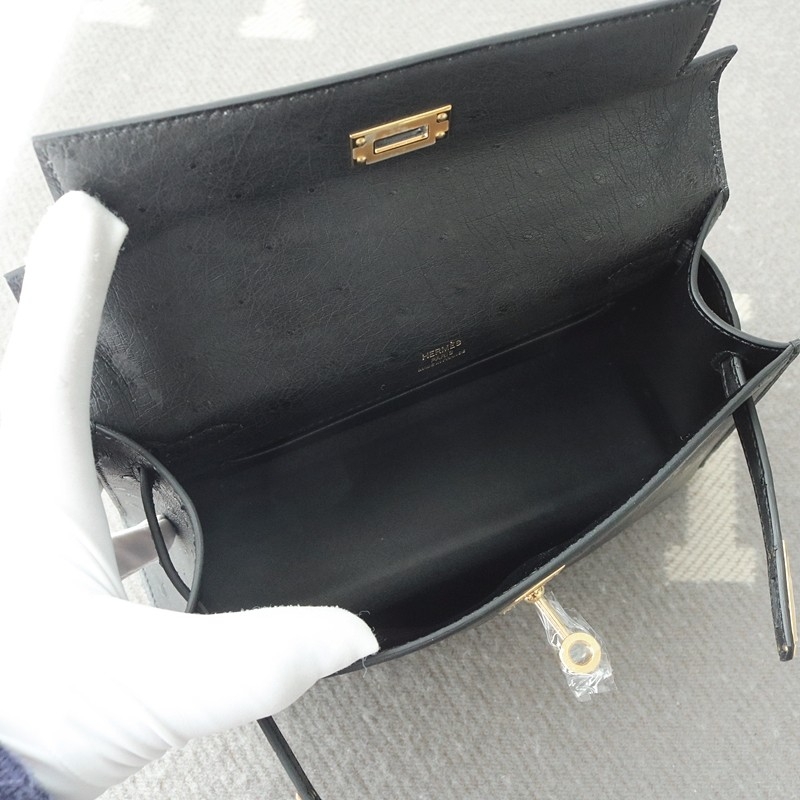 CK89 Nior ostrich kelly pochette with ghw