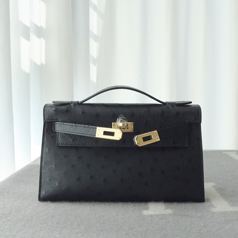 CK89 Nior ostrich kelly pochette with ghw