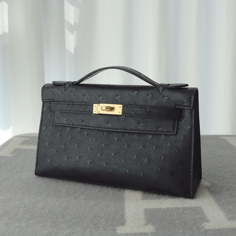 CK89 Nior ostrich kelly pochette with ghw