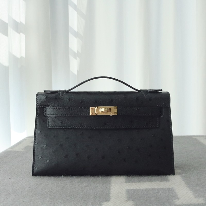 CK89 Nior ostrich kelly pochette with ghw