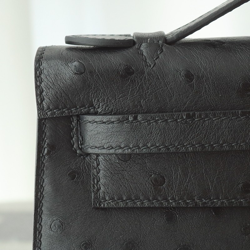 CK89 Nior ostrich kelly pochette with ghw