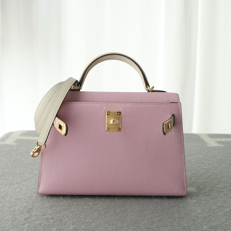 X9 mauve syIvestre & C10 Craie mini kellyII Epsom with ghw