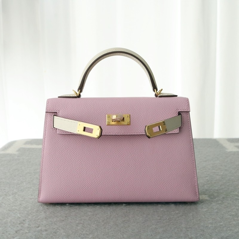 X9 mauve syIvestre & C10 Craie mini kellyII Epsom with ghw