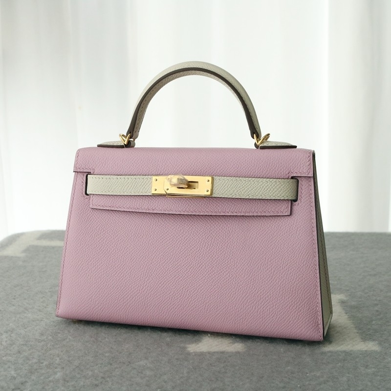 X9 mauve syIvestre & C10 Craie mini kellyII Epsom with ghw
