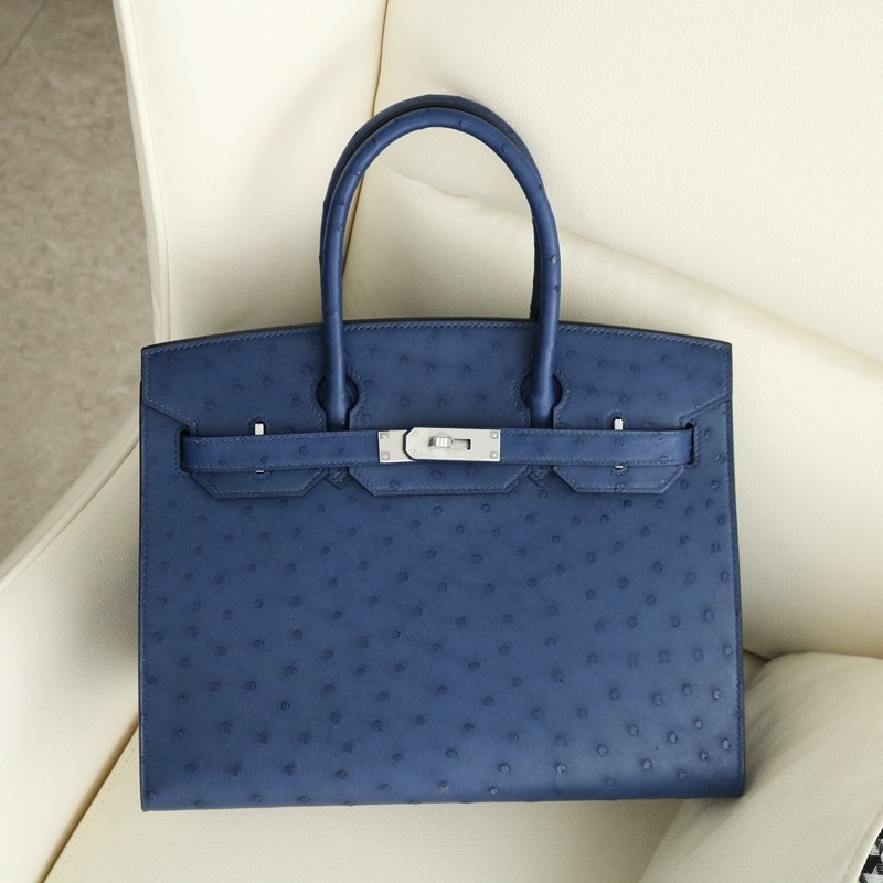 77 BIeu Iris ostrich Birkin 30 with PHW