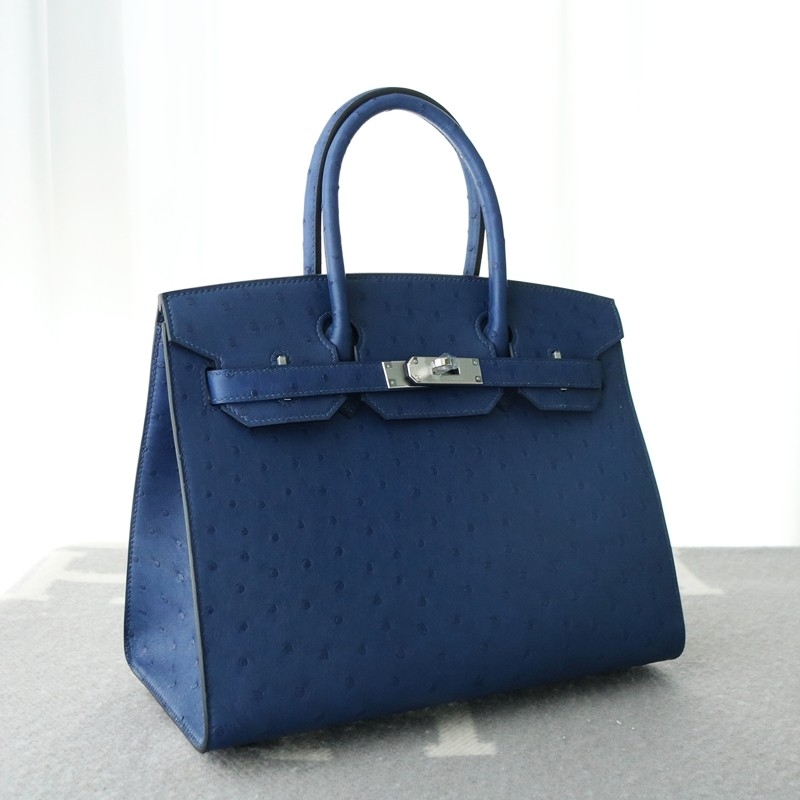 77 BIeu Iris ostrich Birkin 30 with PHW