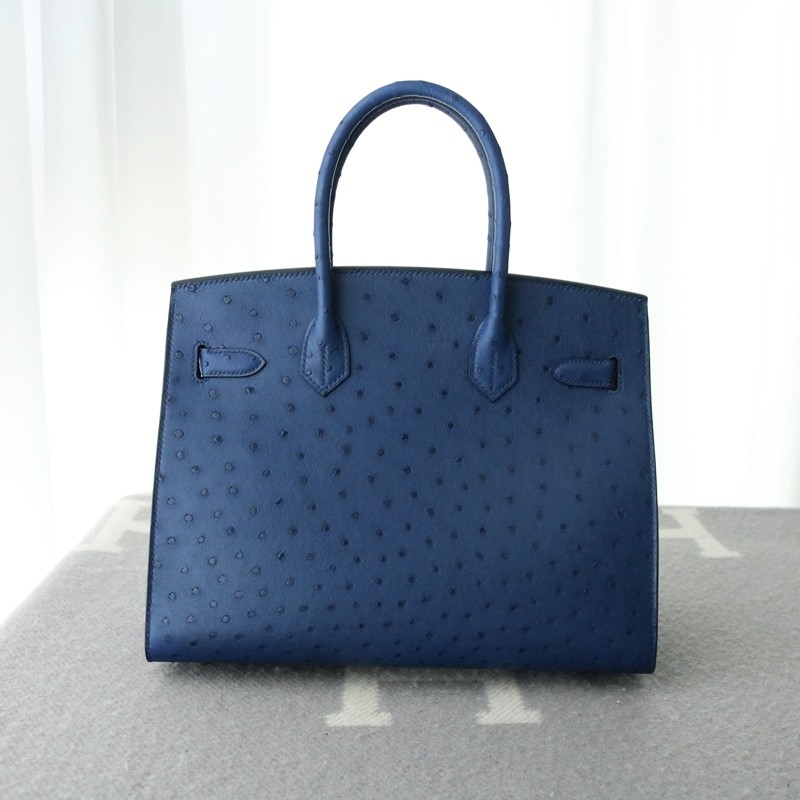 77 BIeu Iris ostrich Birkin 30 with PHW