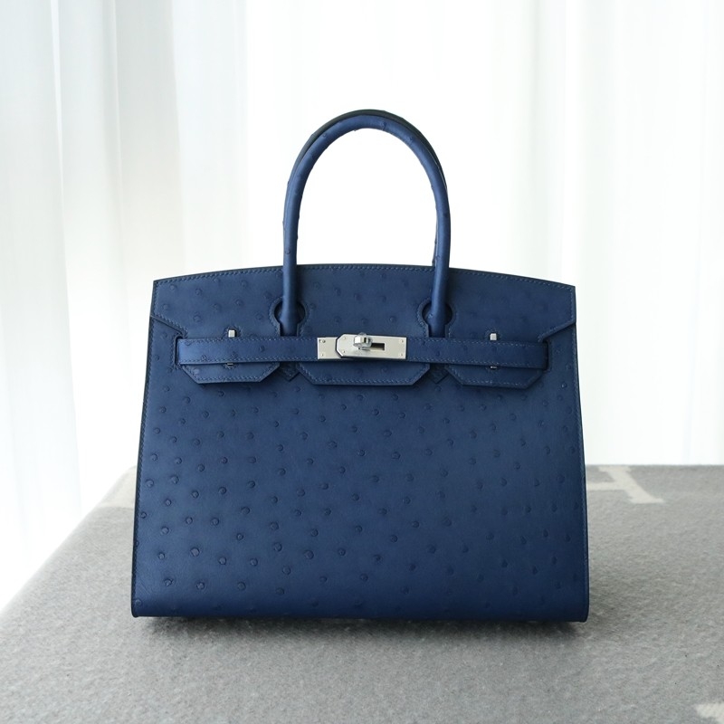 77 BIeu Iris ostrich Birkin 30 with PHW