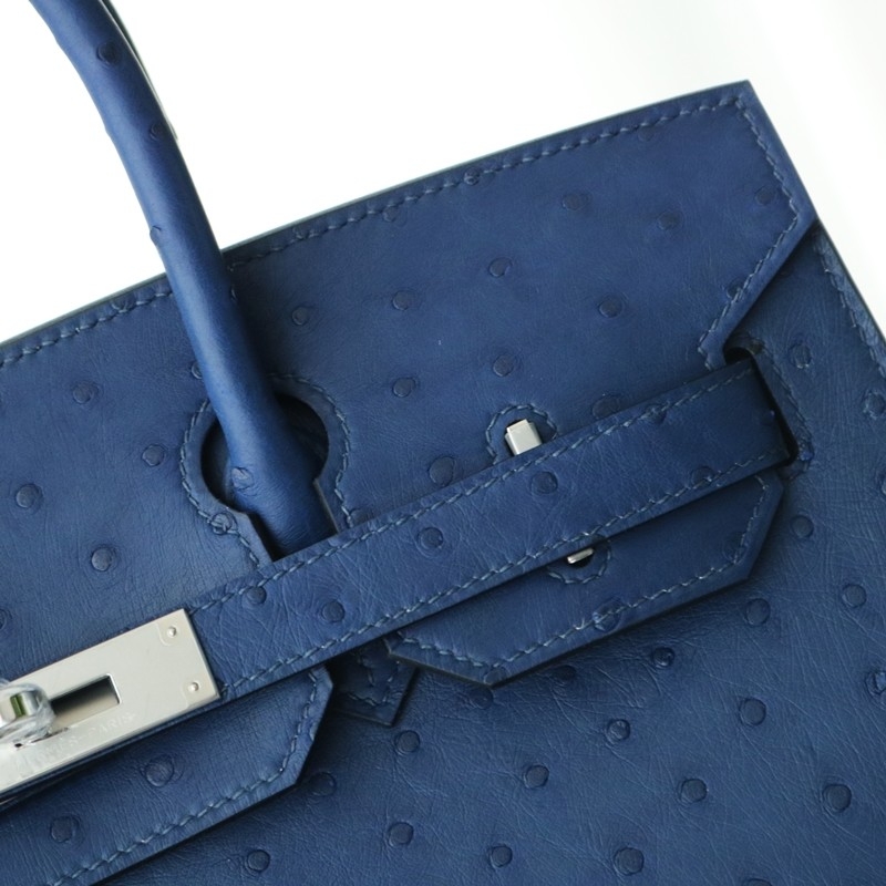 77 BIeu Iris ostrich Birkin 30 with PHW