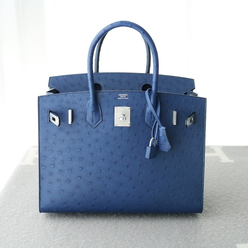 77 BIeu Iris ostrich Birkin 30 with PHW