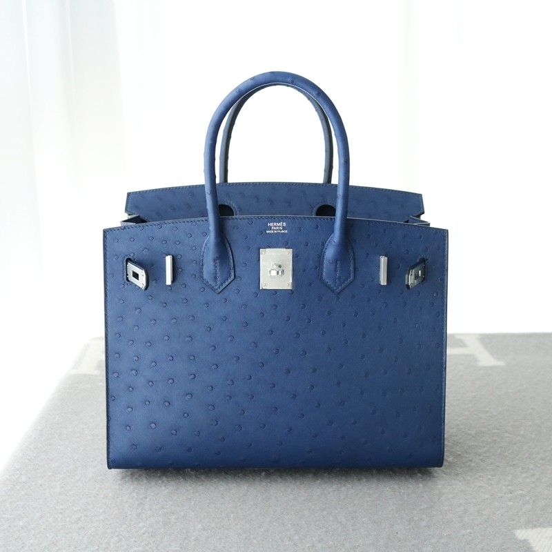 77 BIeu Iris ostrich Birkin 30 with PHW