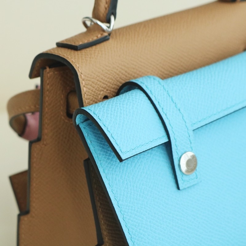 Hermès Kelly doll Picto Epsom Chai / Mauve / Terre Battue / Celeste with phw