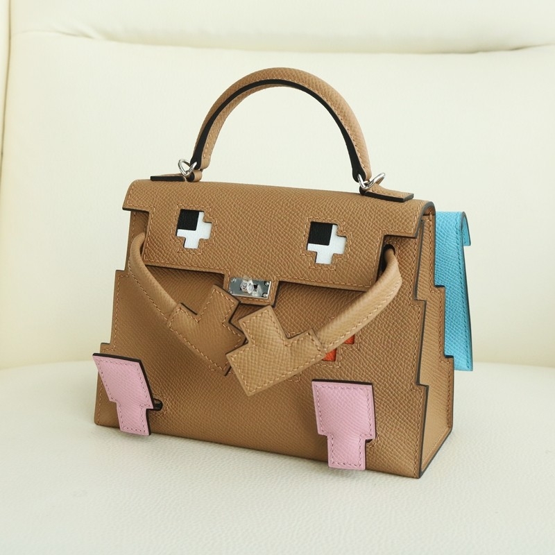 Hermès Kelly doll Picto Epsom Chai / Mauve / Terre Battue / Celeste with phw