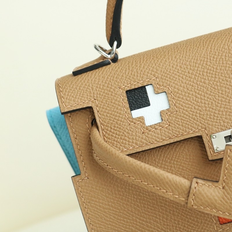 Hermès Kelly doll Picto Epsom Chai / Mauve / Terre Battue / Celeste with phw