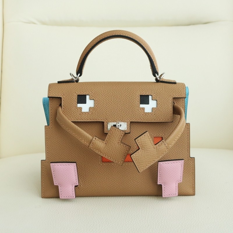 Hermès Kelly doll Picto Epsom Chai / Mauve / Terre Battue / Celeste with phw